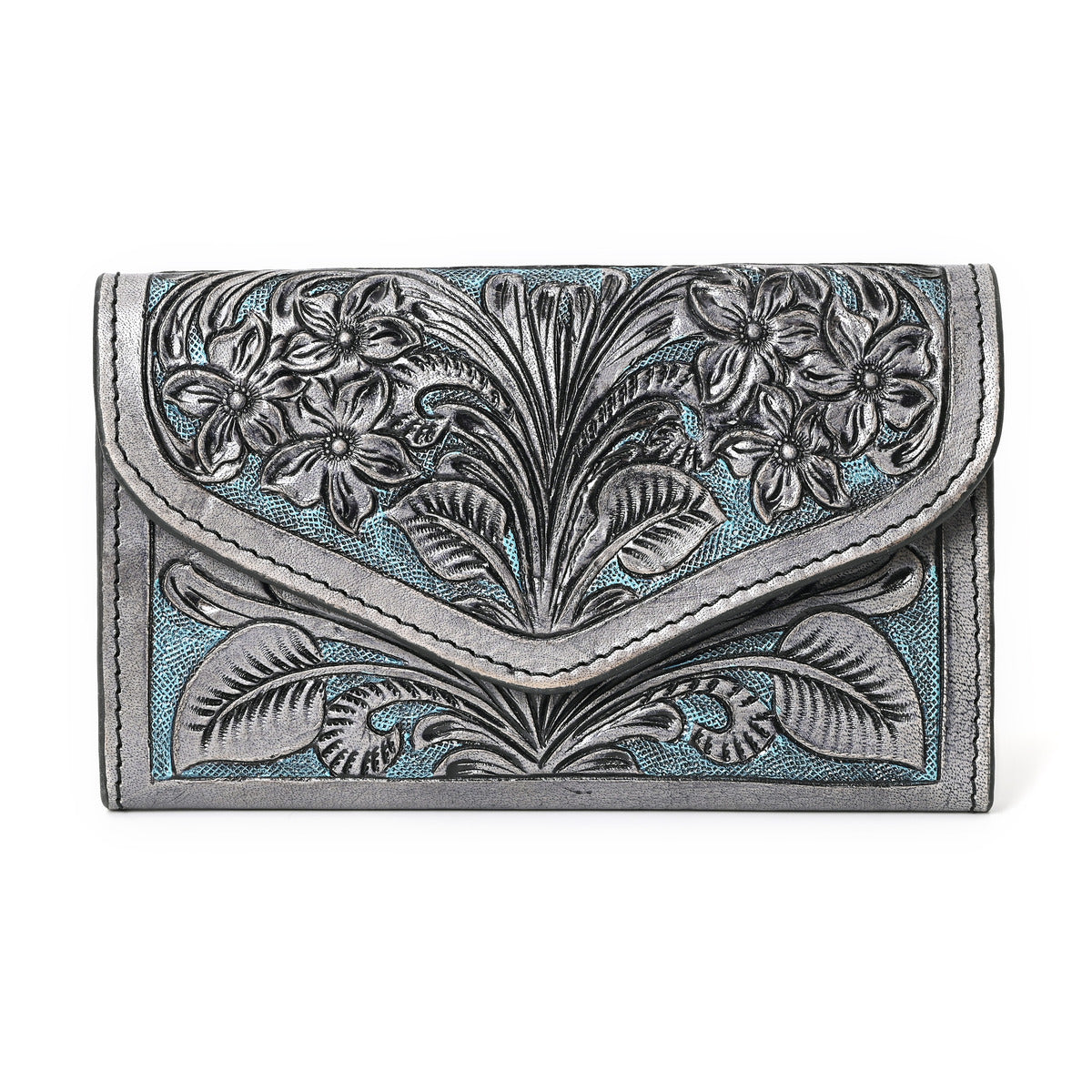 Blue Splash Hand Carved Wallet