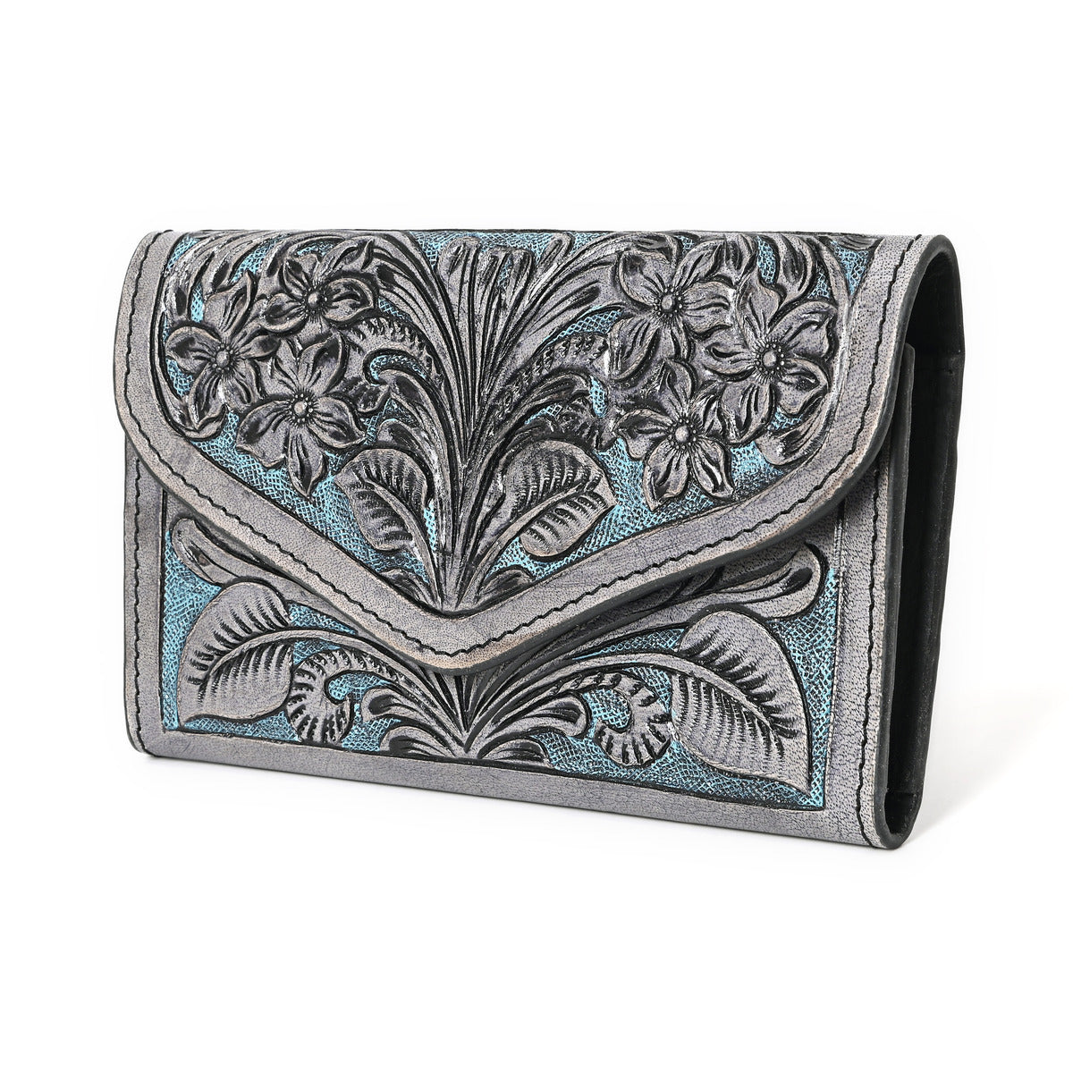 Blue Splash Hand Carved Wallet