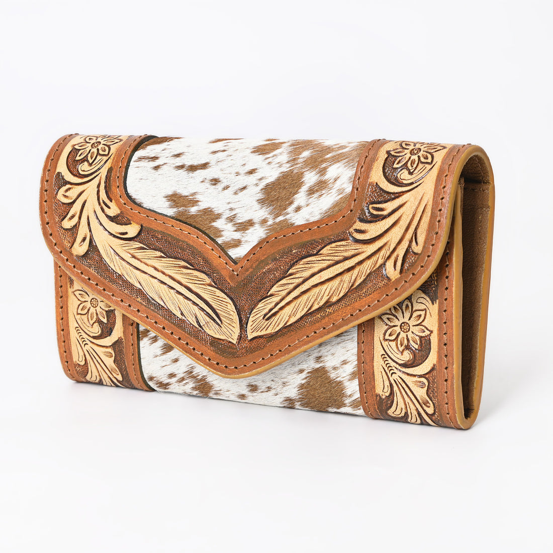 Rustic Rose Tan Trifold  Wallet