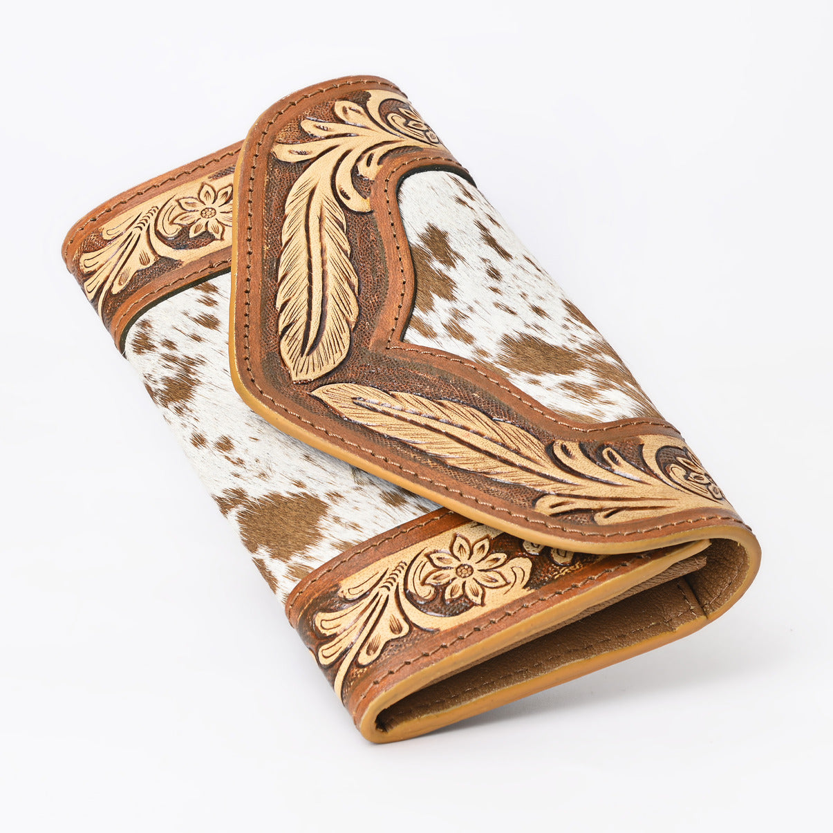 Rustic Rose Tan Trifold  Wallet