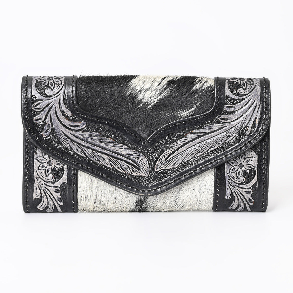 Rustic Rose Black Trifold  Wallet