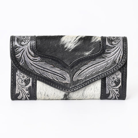 Rustic Rose Black Trifold  Wallet