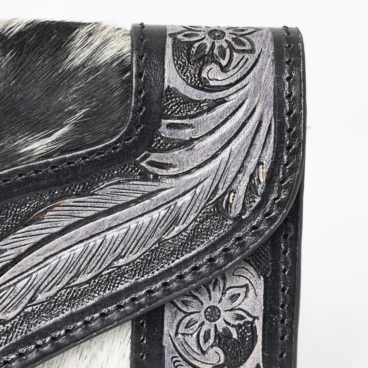 Rustic Rose Black Trifold  Wallet