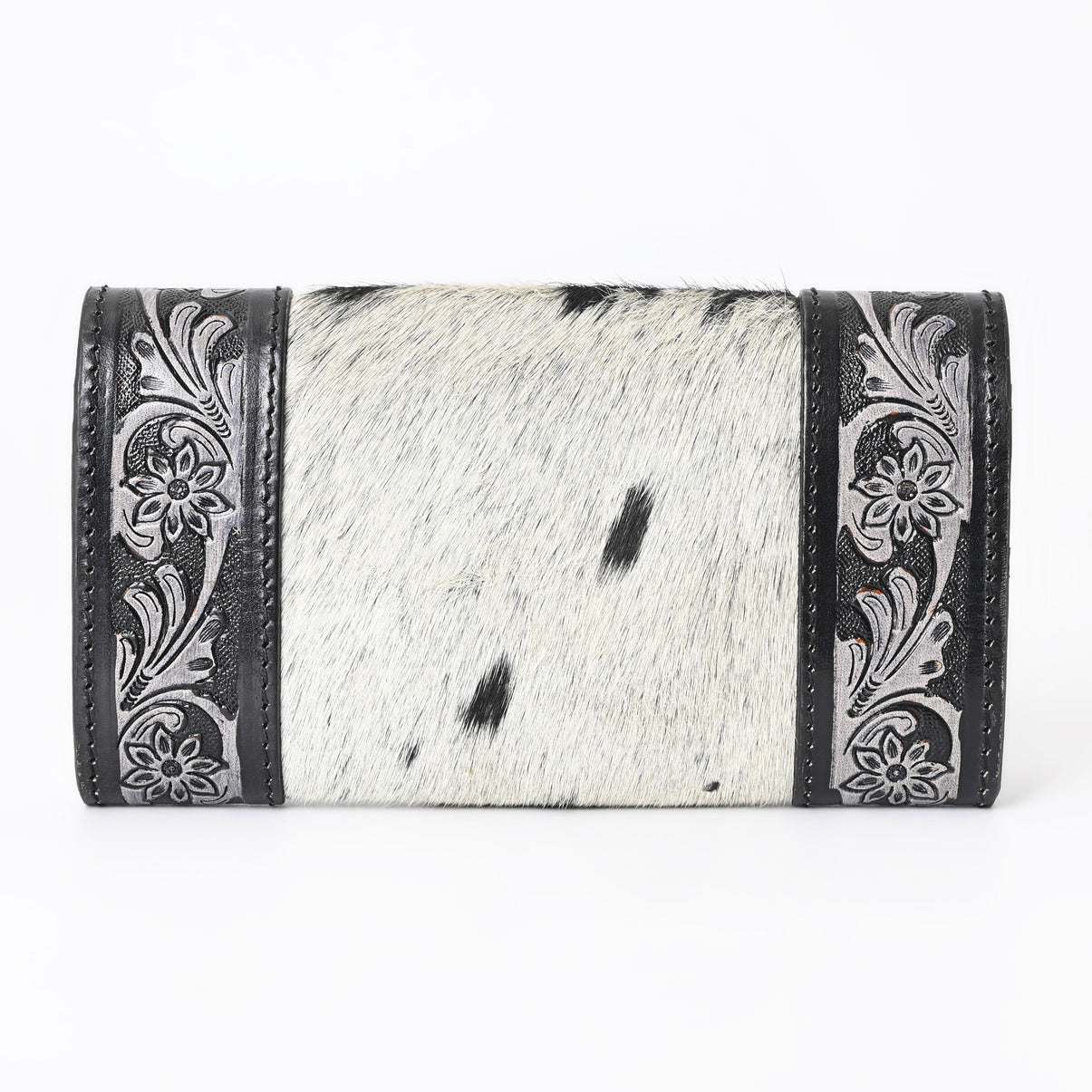 Rustic Rose Black Trifold  Wallet