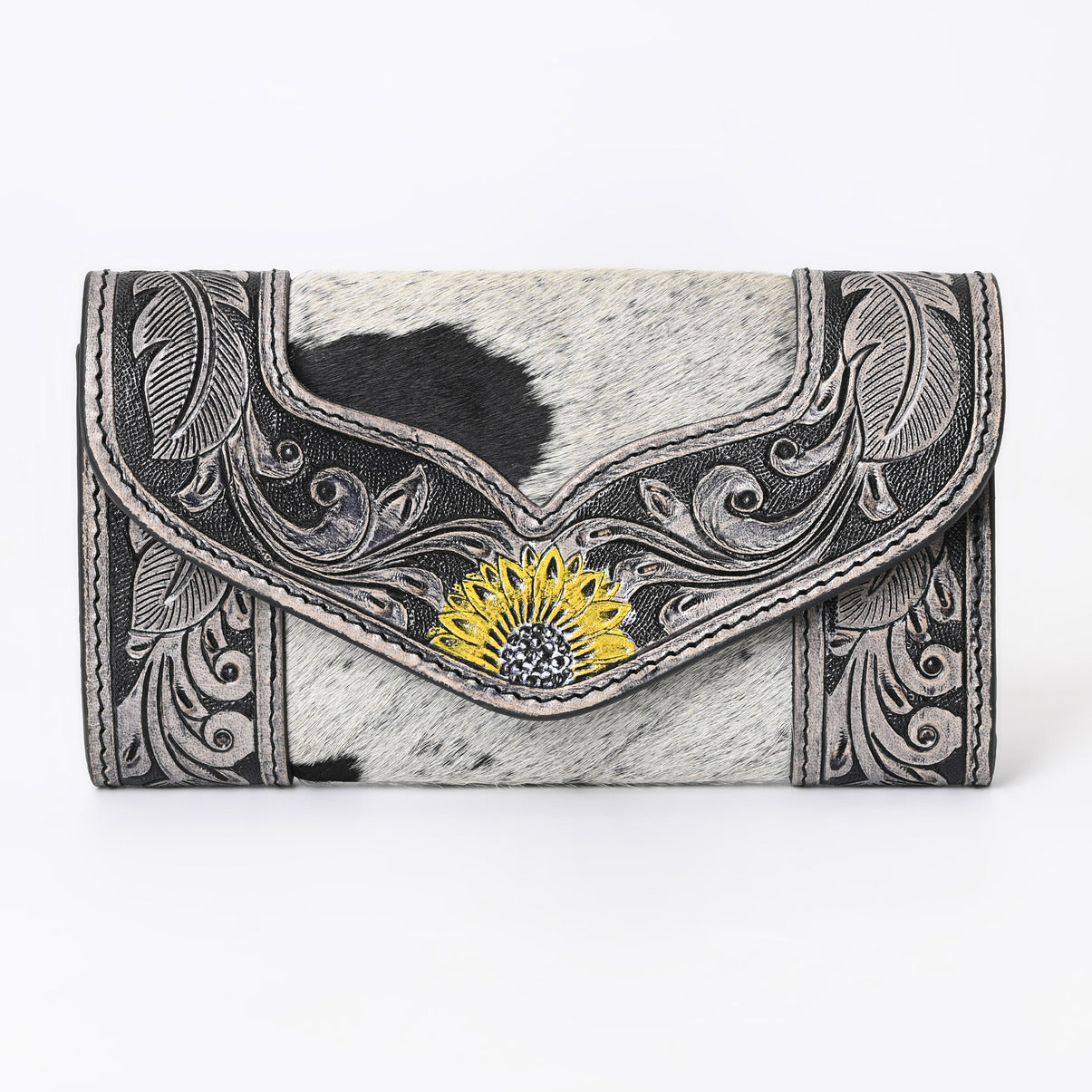 Boho Buckaroo Black Trifold Wallet
