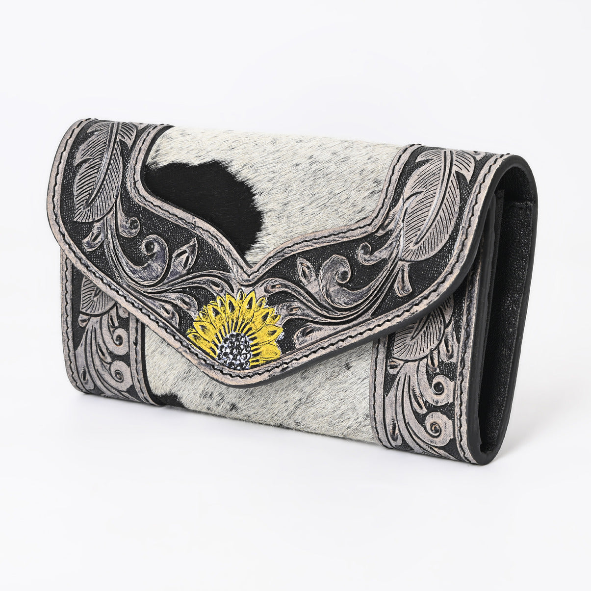 Boho Buckaroo Black Trifold Wallet