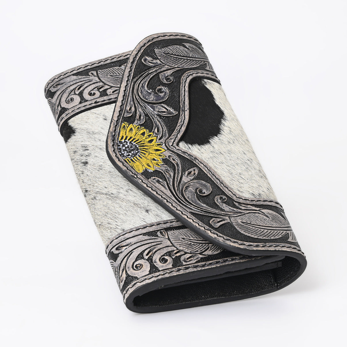 Boho Buckaroo Black Trifold Wallet