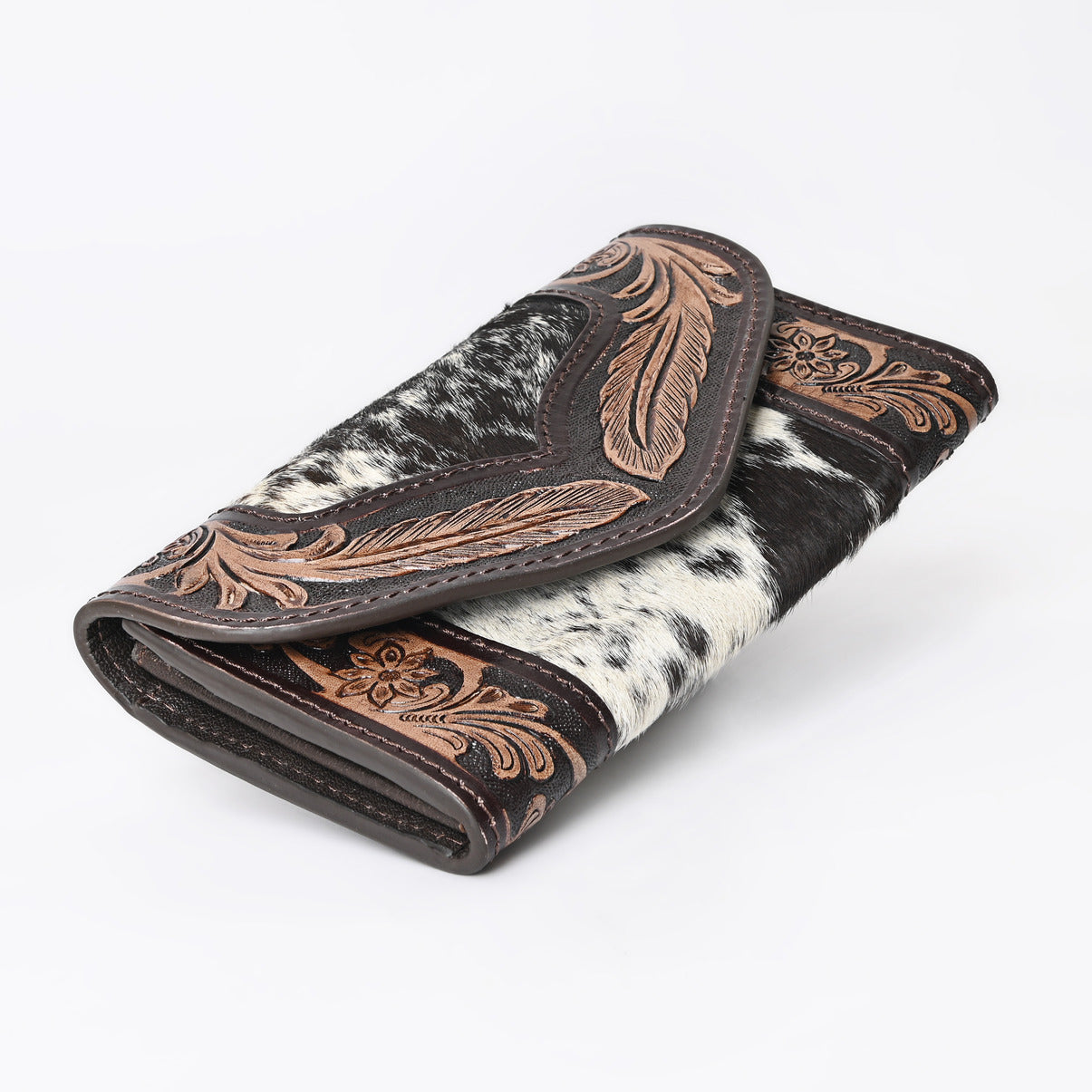 Rustic Rose Brown Trifold  Wallet