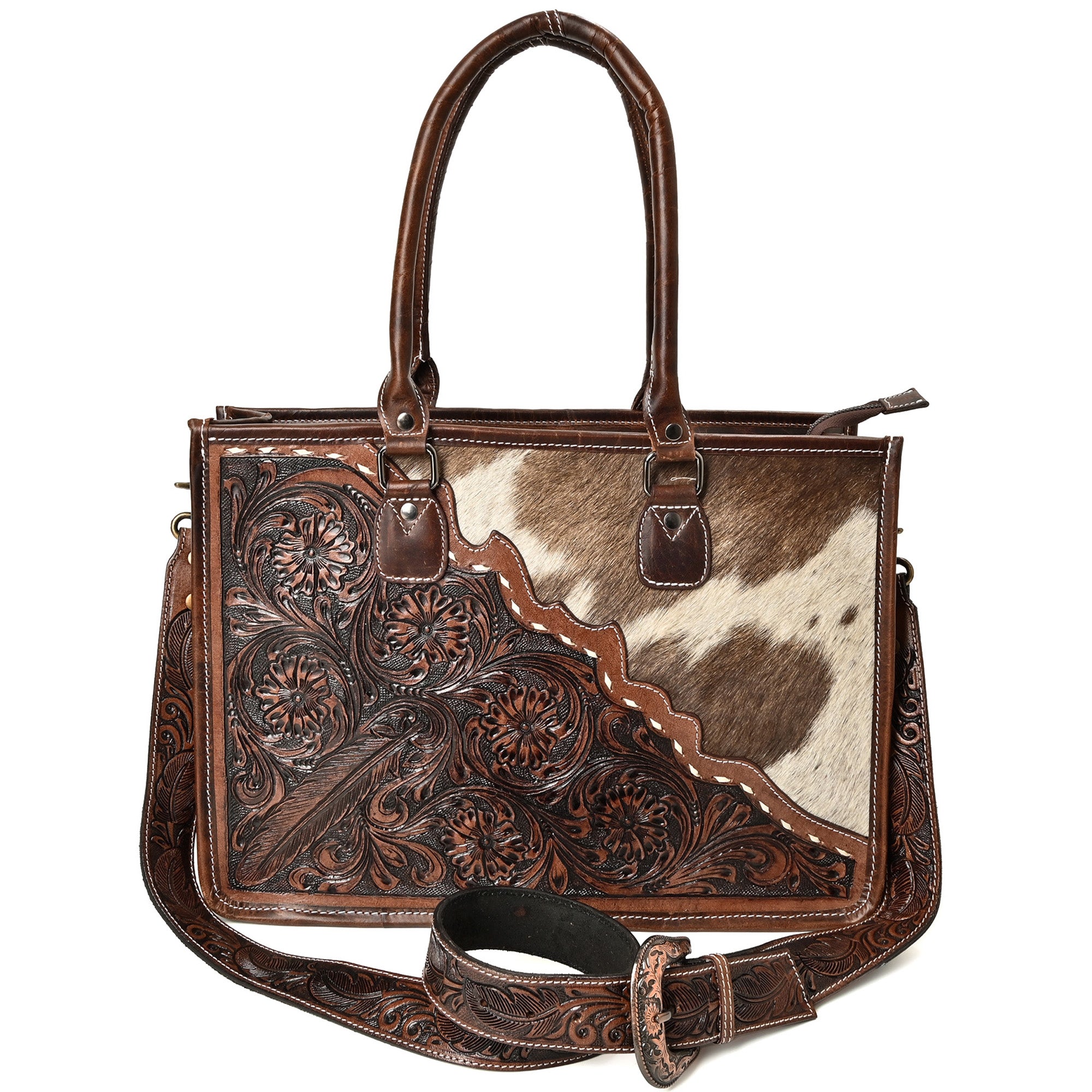 Western Bloom Cowhide Tote Bag – Western Leather Tote