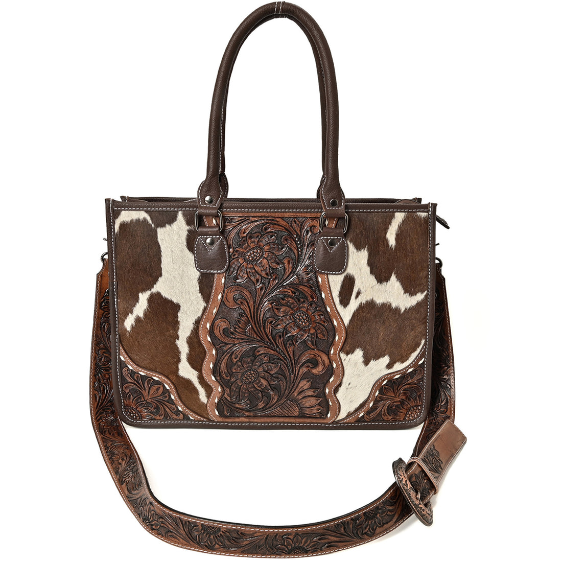 Hand Crafted Cowhide Floral Bag – Western Leather Handbag