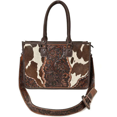 Hand Crafted Cowhide Floral Bag – Western Leather Handbag