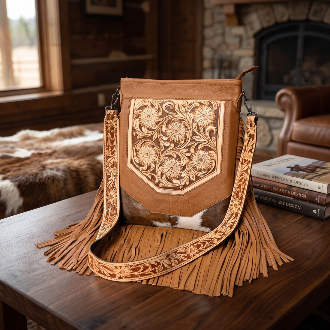 Berlin Handcarved Fringed Shoulder Bag