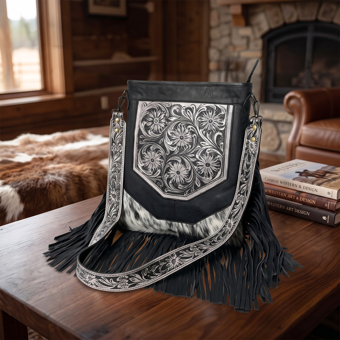 Berlin Handcarved Fringed Shoulder Bag