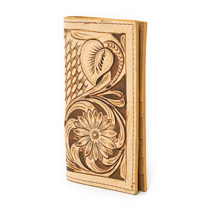 Peter Hand Carved Tan Checkbook Cover
