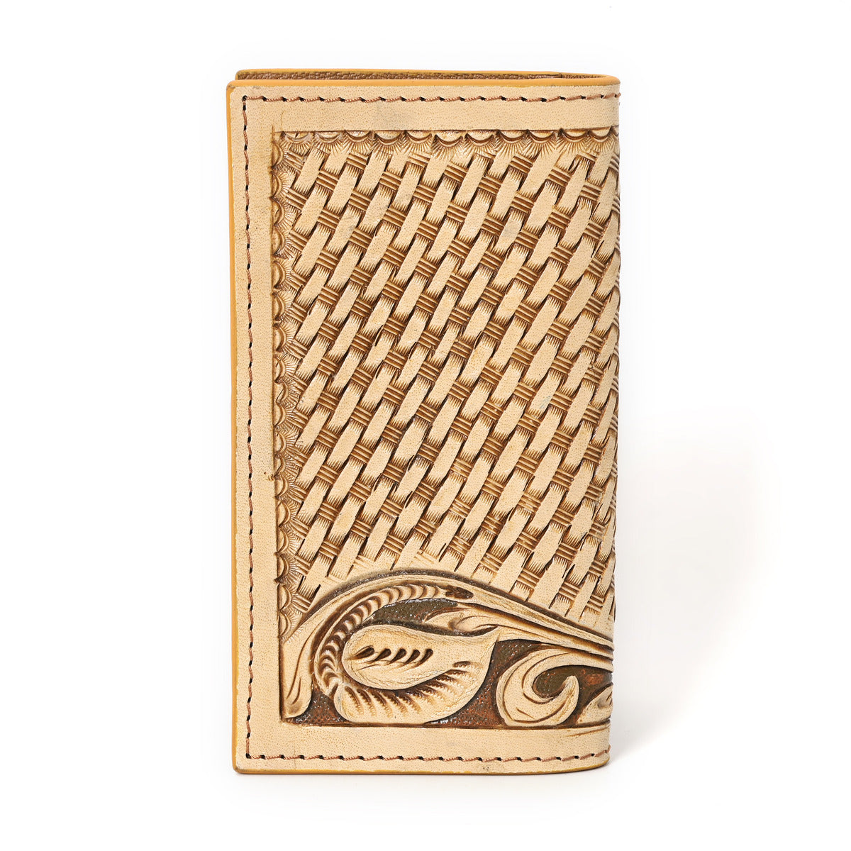 Peter Hand Carved Tan Checkbook Cover