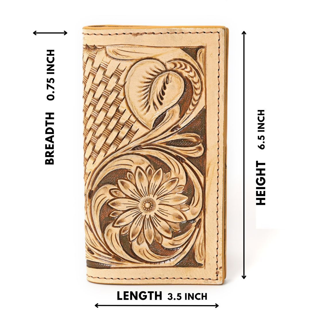 Peter Hand Carved Tan Checkbook Cover