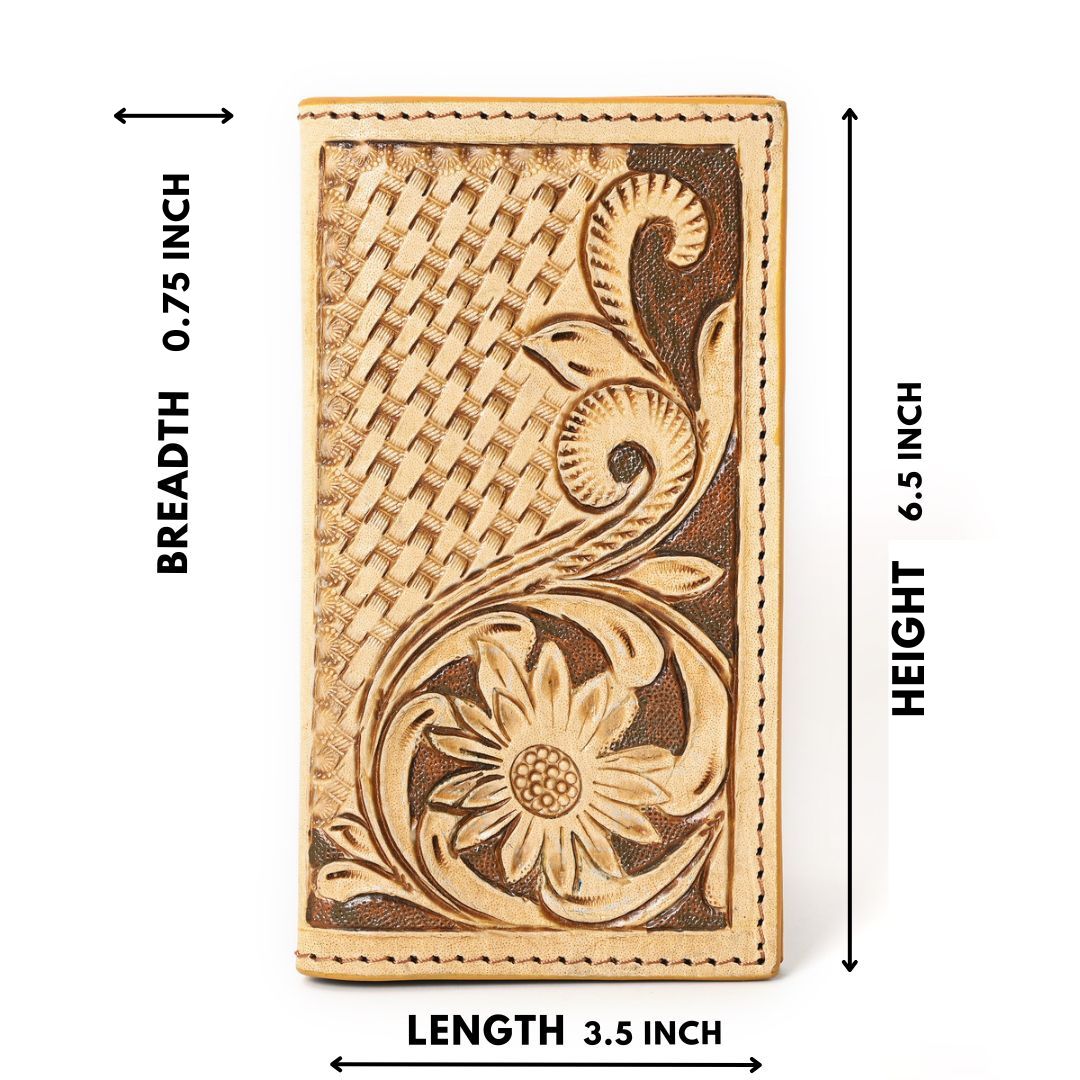 Zuki Hand Carved Tan Checkbook Cover