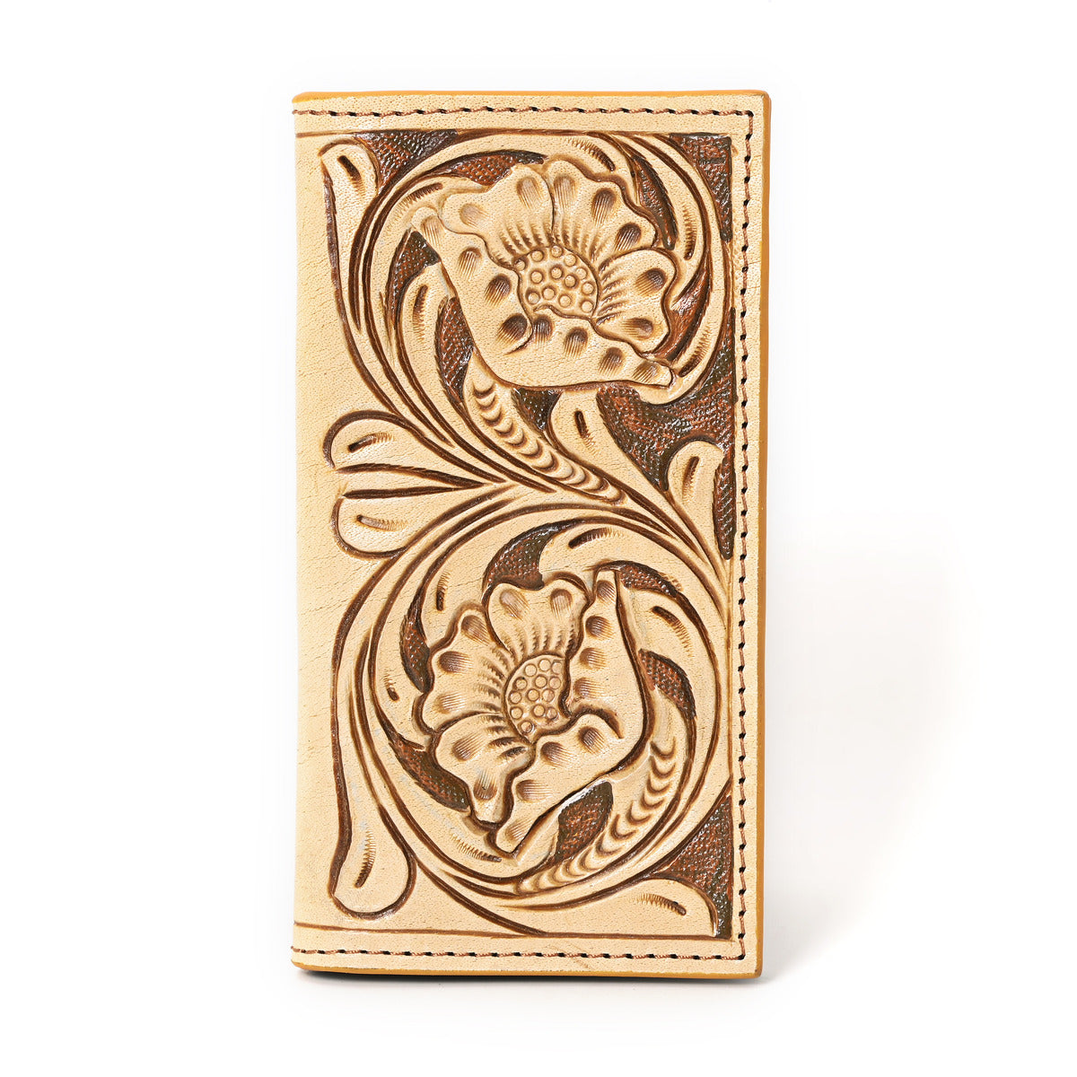 Granda Hand Carved Tan Checkbook Cover