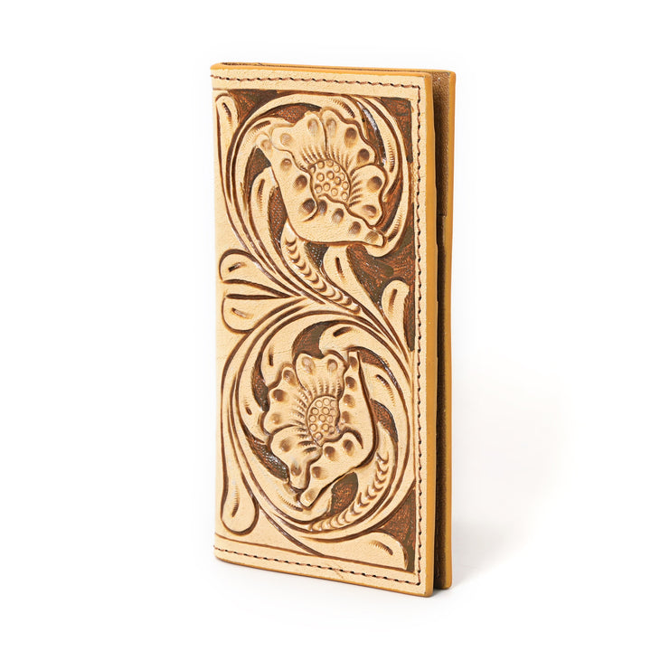 Granda Hand Carved Tan Checkbook Cover