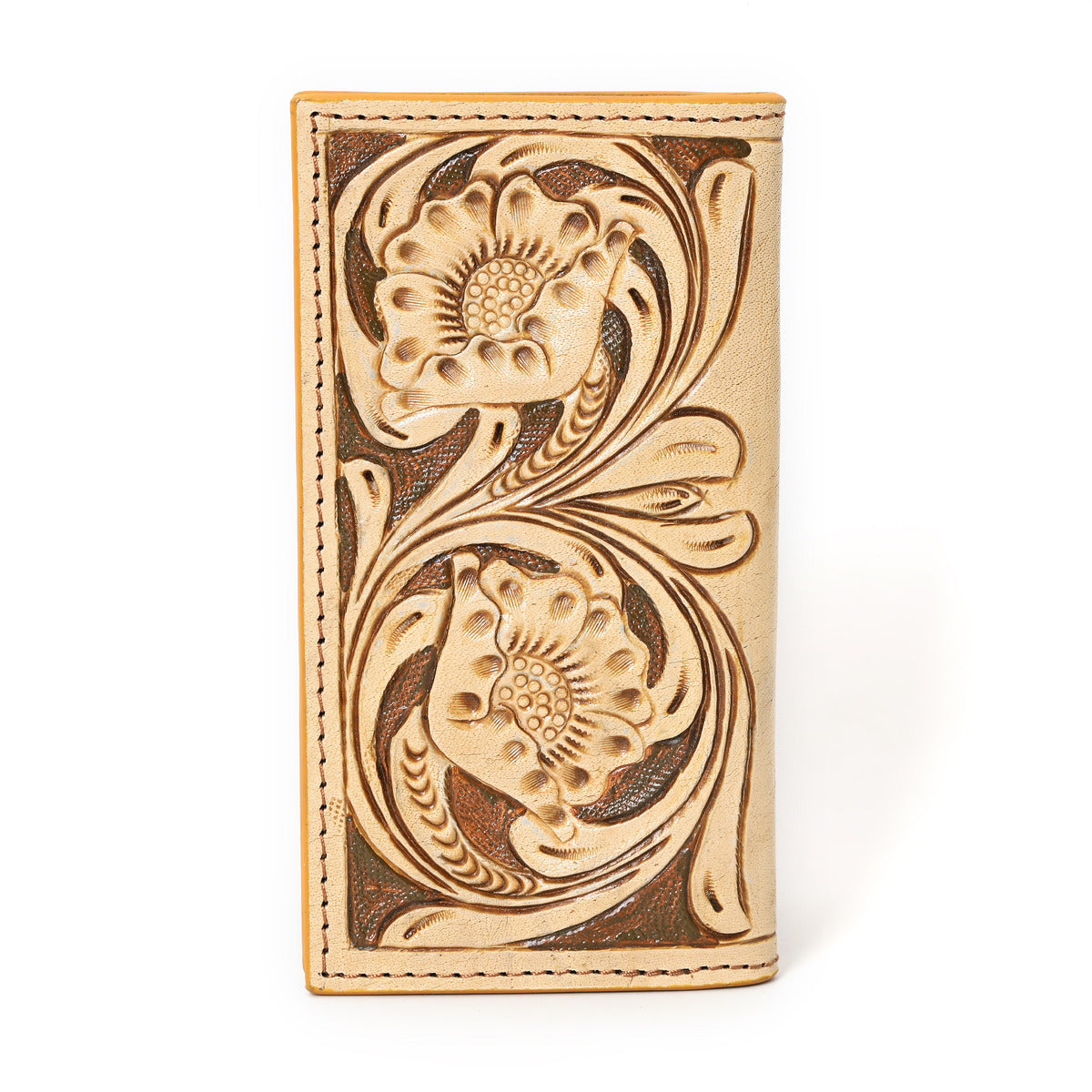 Granda Hand Carved Tan Checkbook Cover