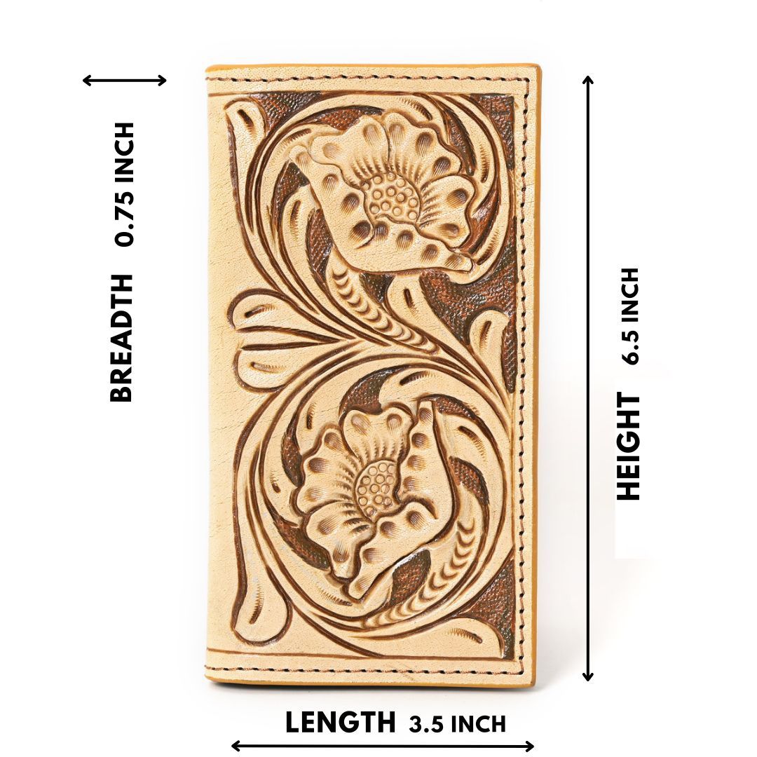 Granda Hand Carved Tan Checkbook Cover