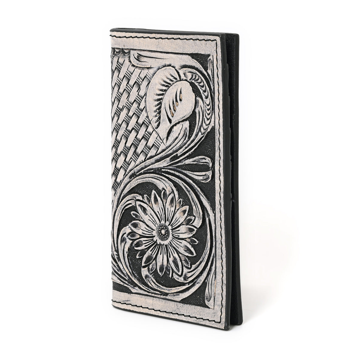 Peter Hand Carved Black Checkbook Cover