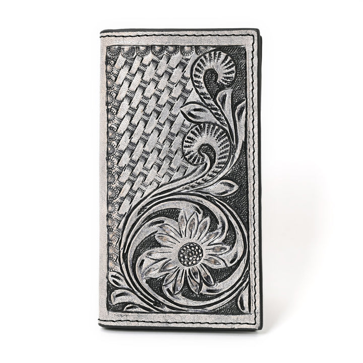Zuki Hand Carved Black Checkbook Cover