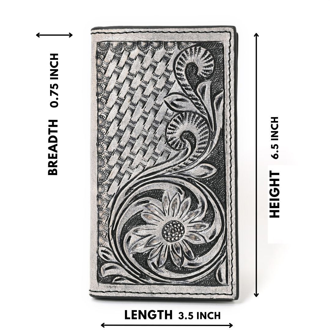 Zuki Hand Carved Black Checkbook Cover