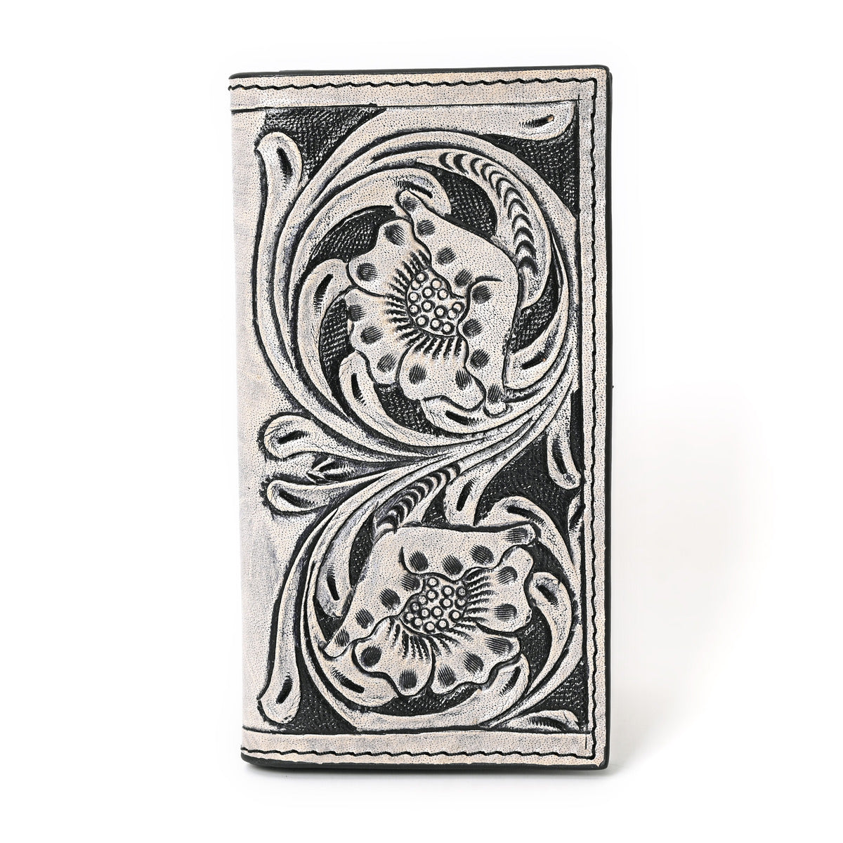 Granda Hand Carved Black Checkbook Cover