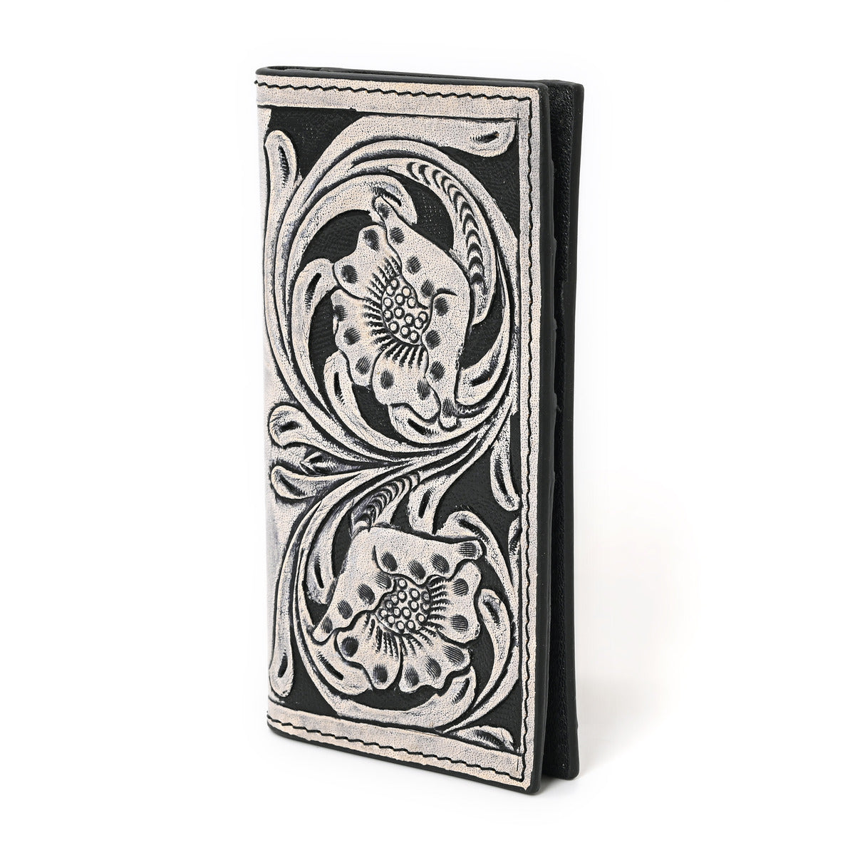 Granda Hand Carved Black Checkbook Cover