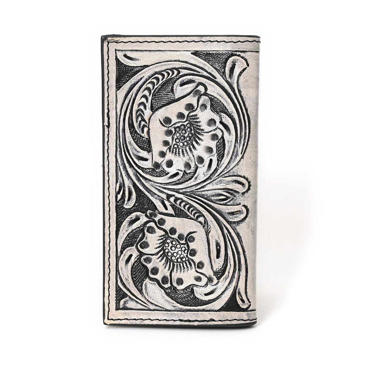 Granda Hand Carved Black Checkbook Cover