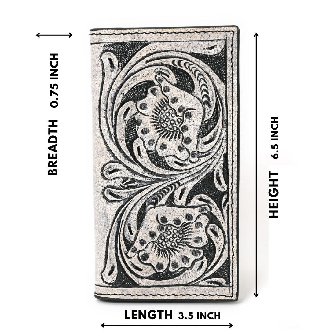 Granda Hand Carved Black Checkbook Cover