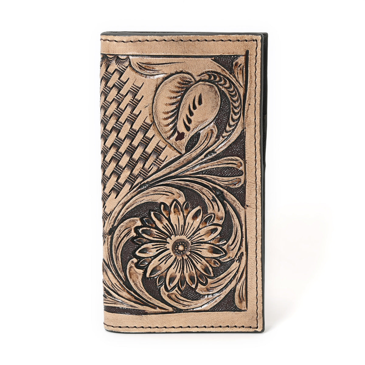 Peter Hand Carved Brown Checkbook Cover