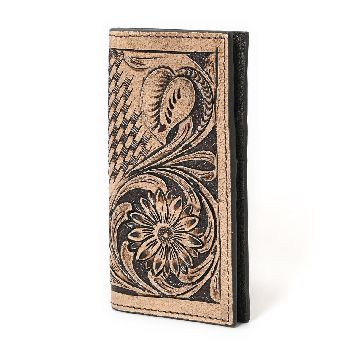 Peter Hand Carved Brown Checkbook Cover