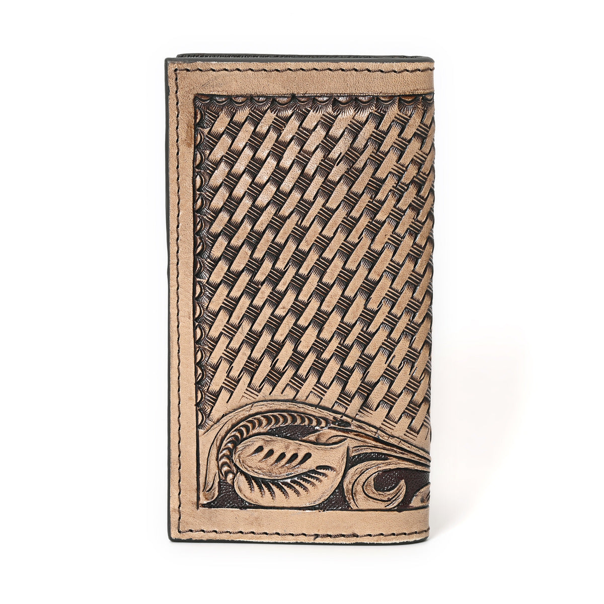 Peter Hand Carved Brown Checkbook Cover