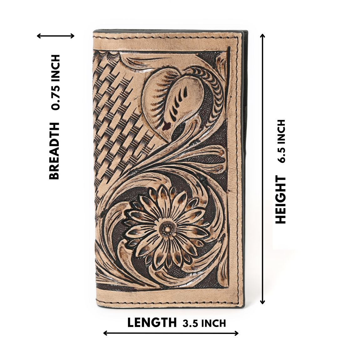 Peter Hand Carved Brown Checkbook Cover