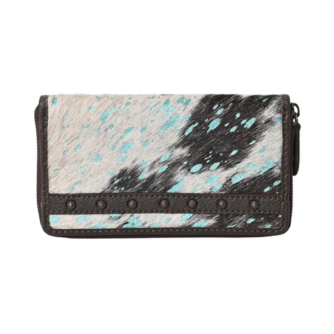Turquoise Vino Cowhide Clutch