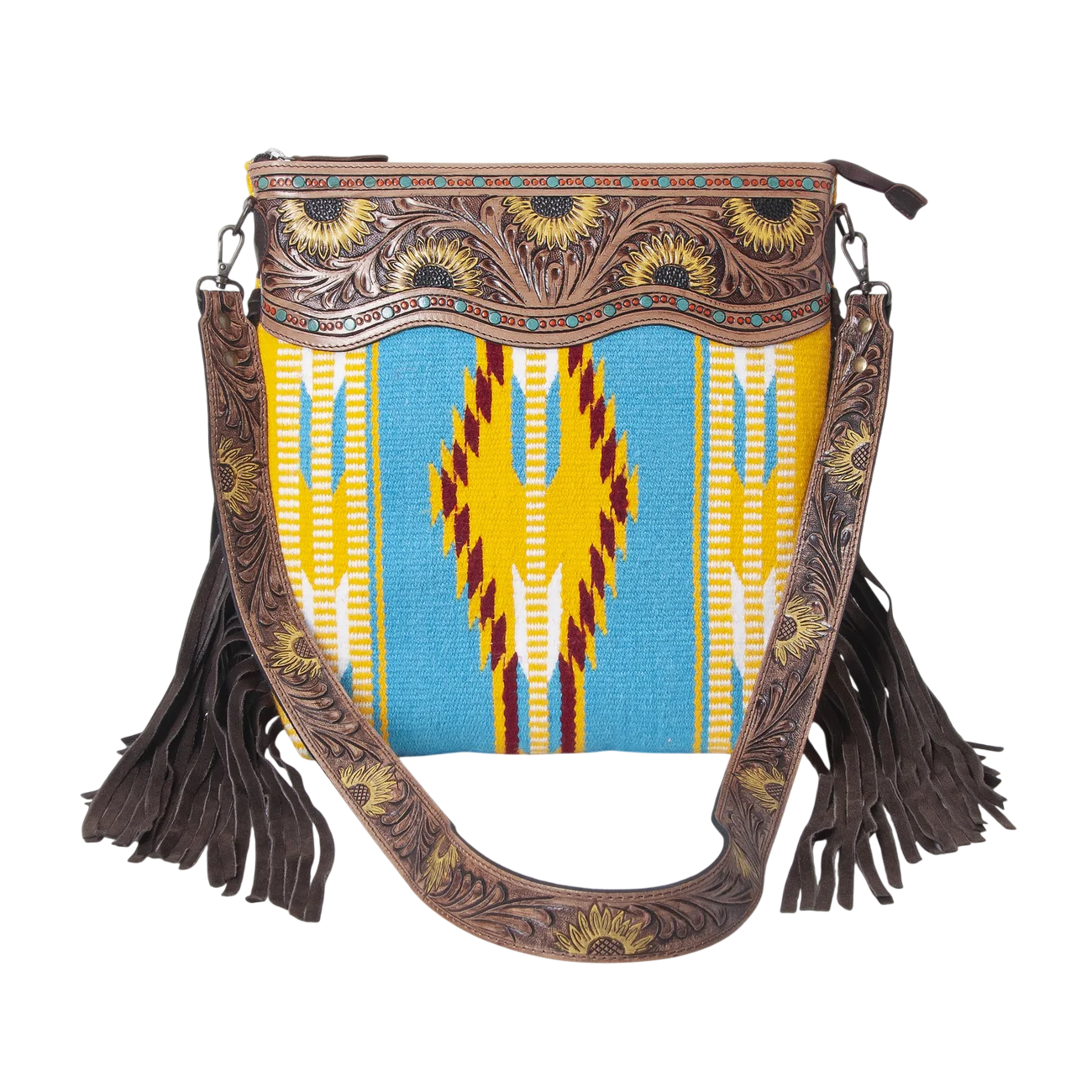 Sunflower Tooled Azetic Durrie Shoulder Bag