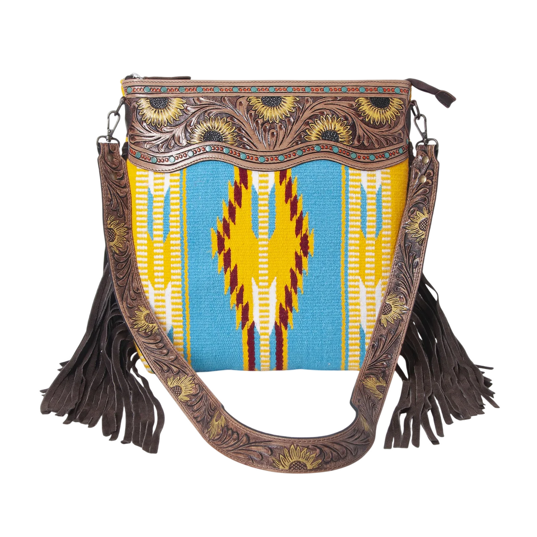 Sunflower Tooled Azetic Durrie Shoulder Bag