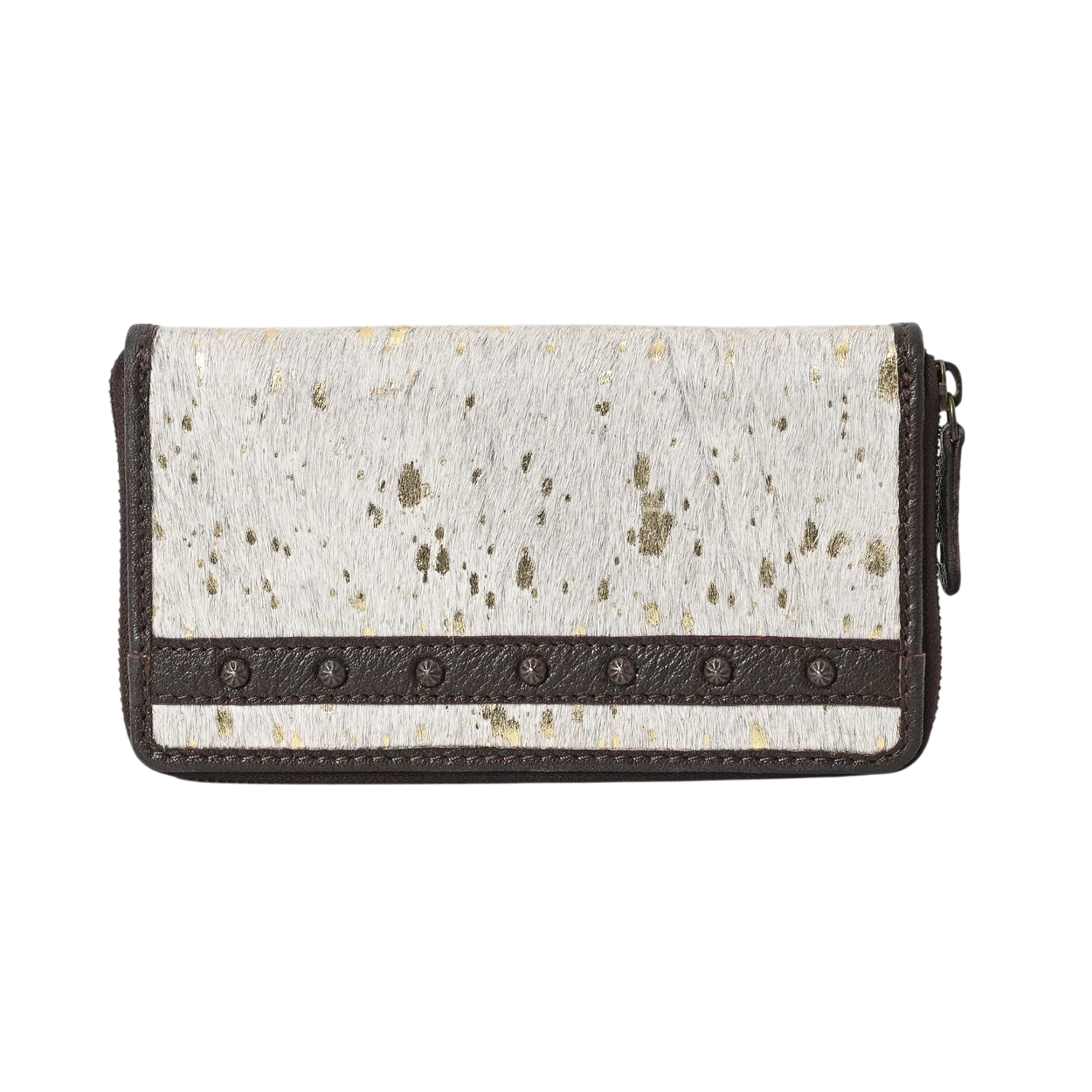 Gold Sprinkled Vino Cowhide Clutch