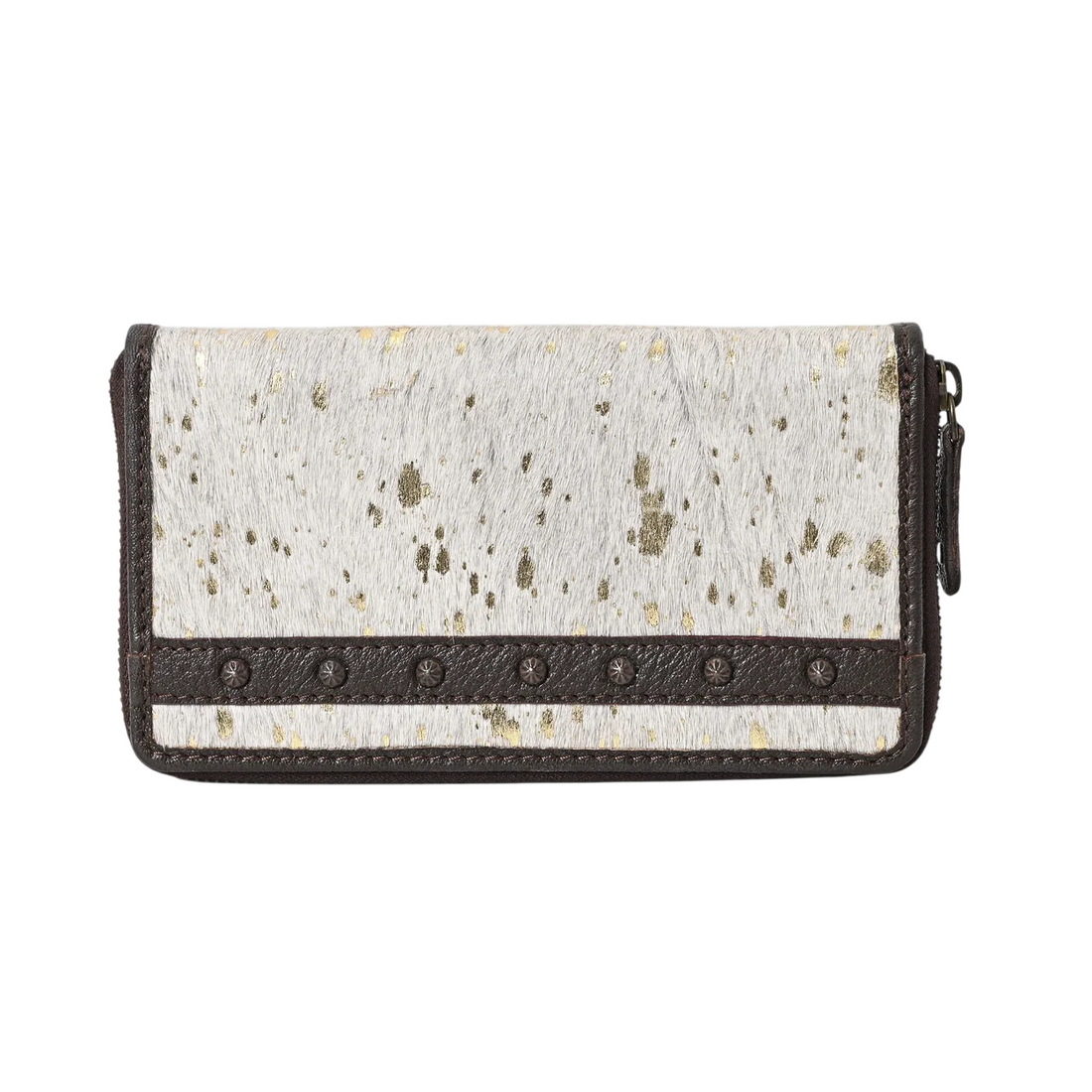 Gold Sprinkled Vino Cowhide Clutch