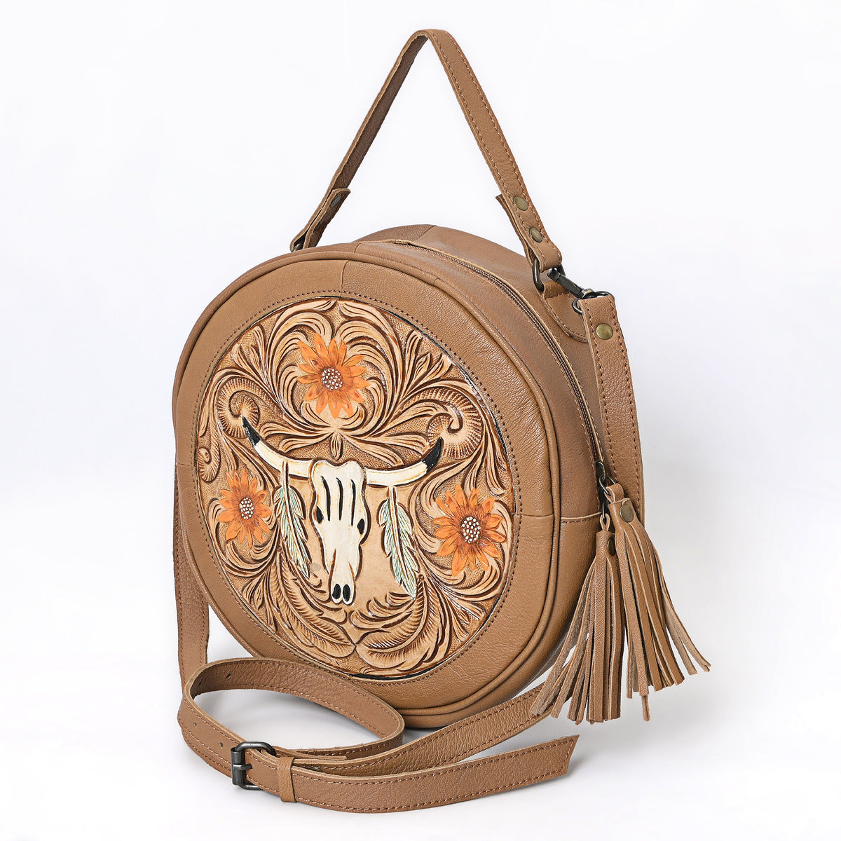Betsie Flow Tooled Round Bag