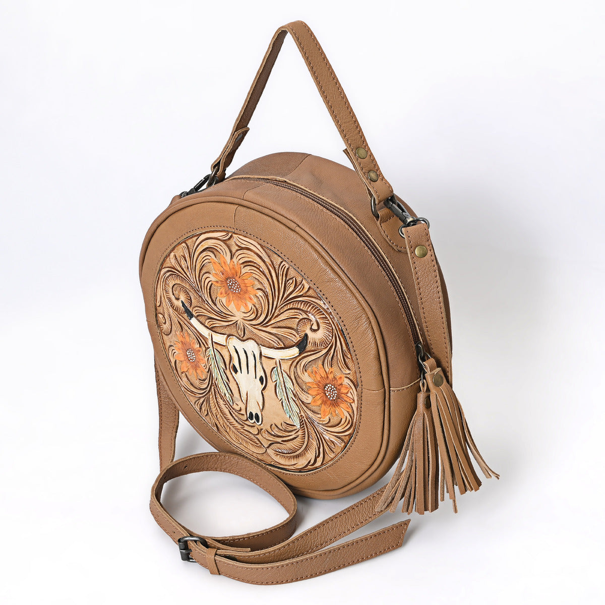Betsie Flow Tooled Round Bag
