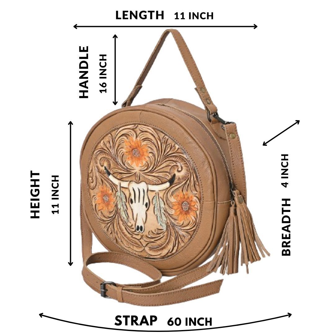 Betsie Flow Tooled Round Bag