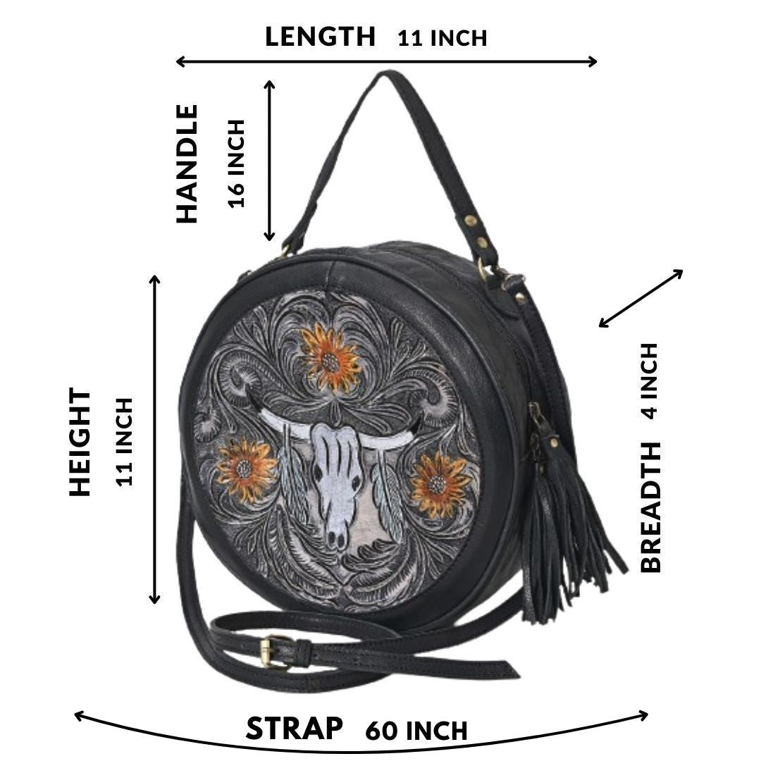 Betsie flow tooled round bag