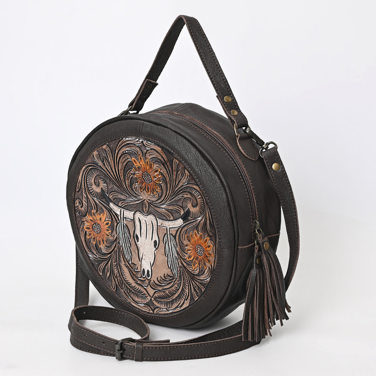 Betsie Flow Tooled Round Bag