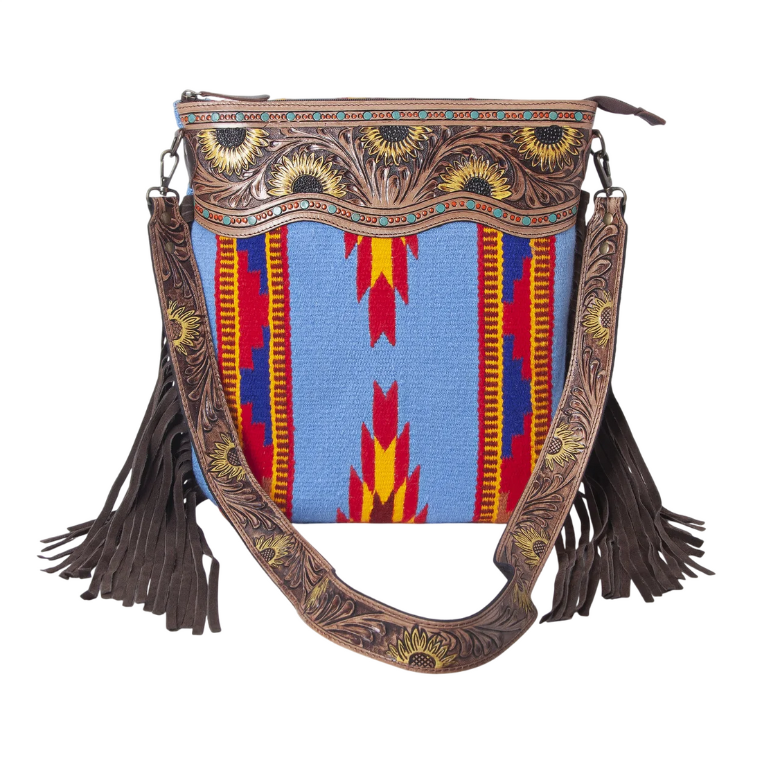 Sunflower Tooled Azetic Durrie Shoulder Bag