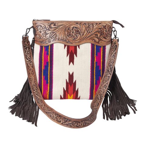 Peony Tooled Woolen Shoulder Bag