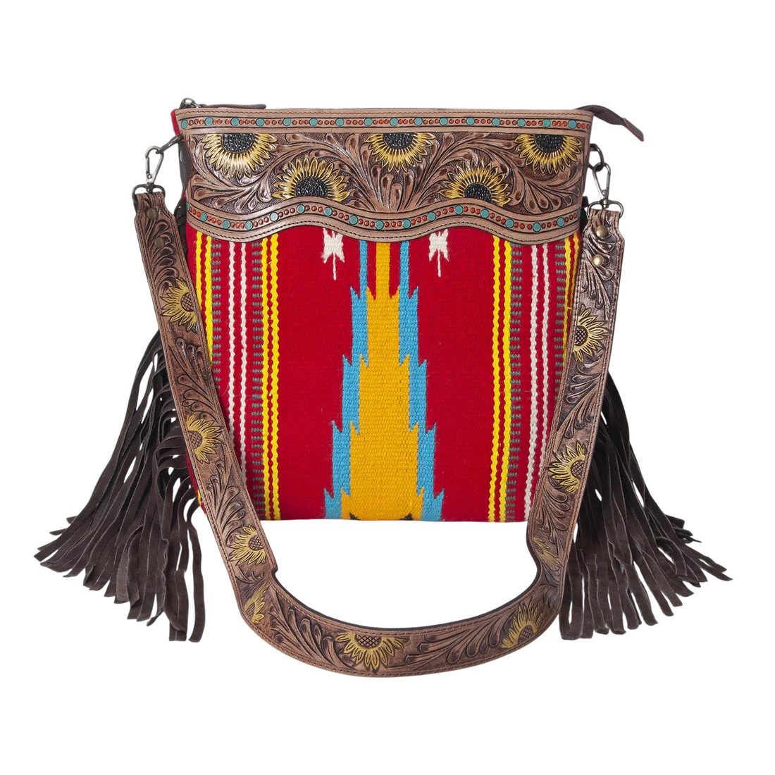 Sunflower Tooled Azetic  Durrie Shoulder Bag