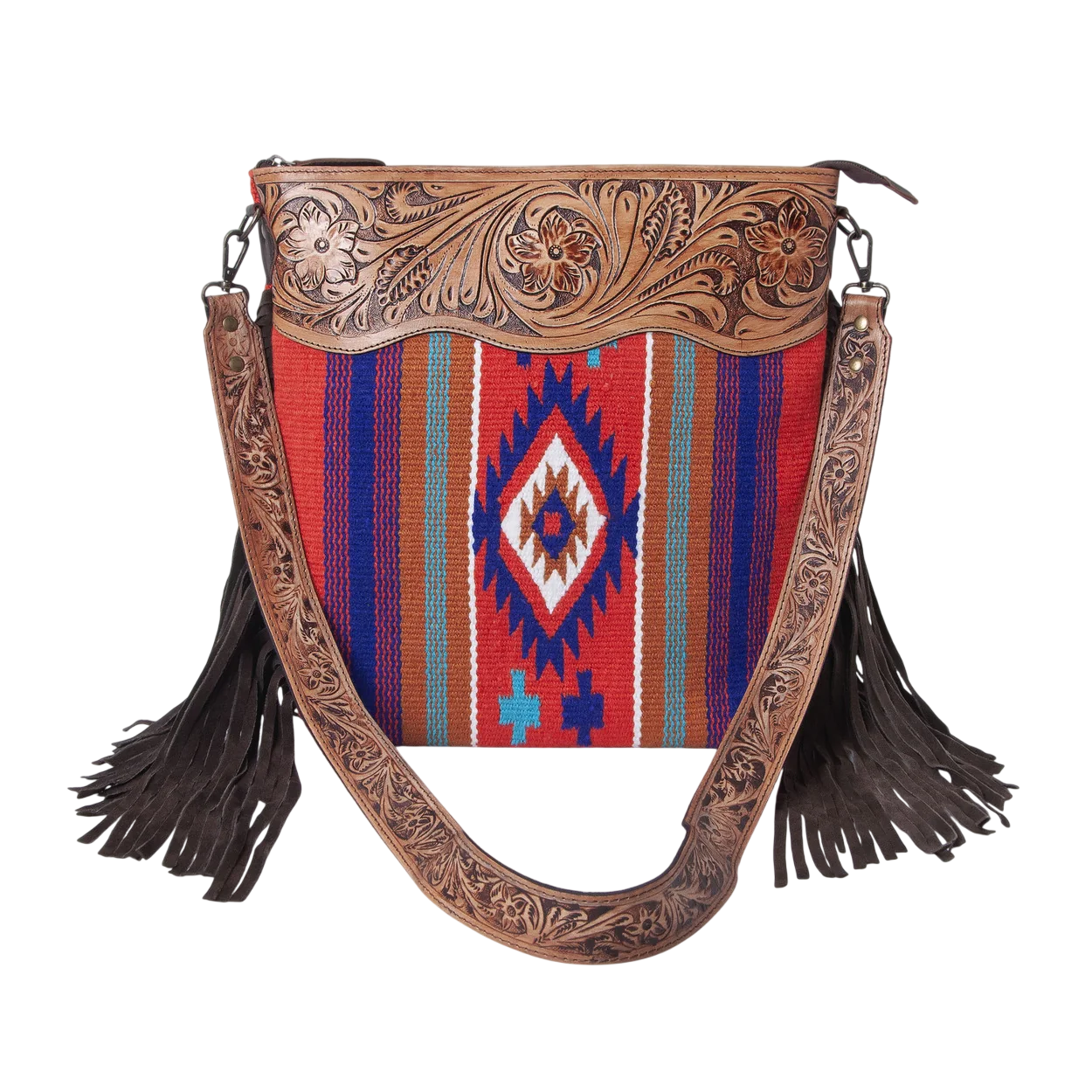 Peony Tooled Woolen Shoulder Bag
